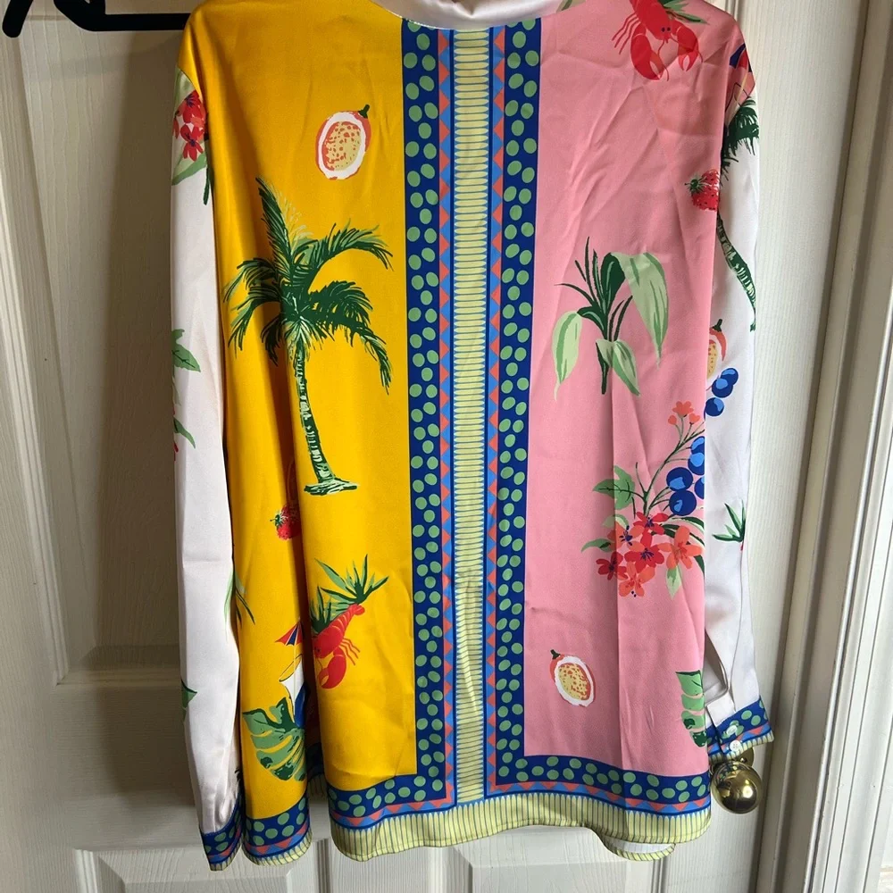 Skies are Blue Curvy printed long sleeves resort silky size 2X - Picture 8 of 10